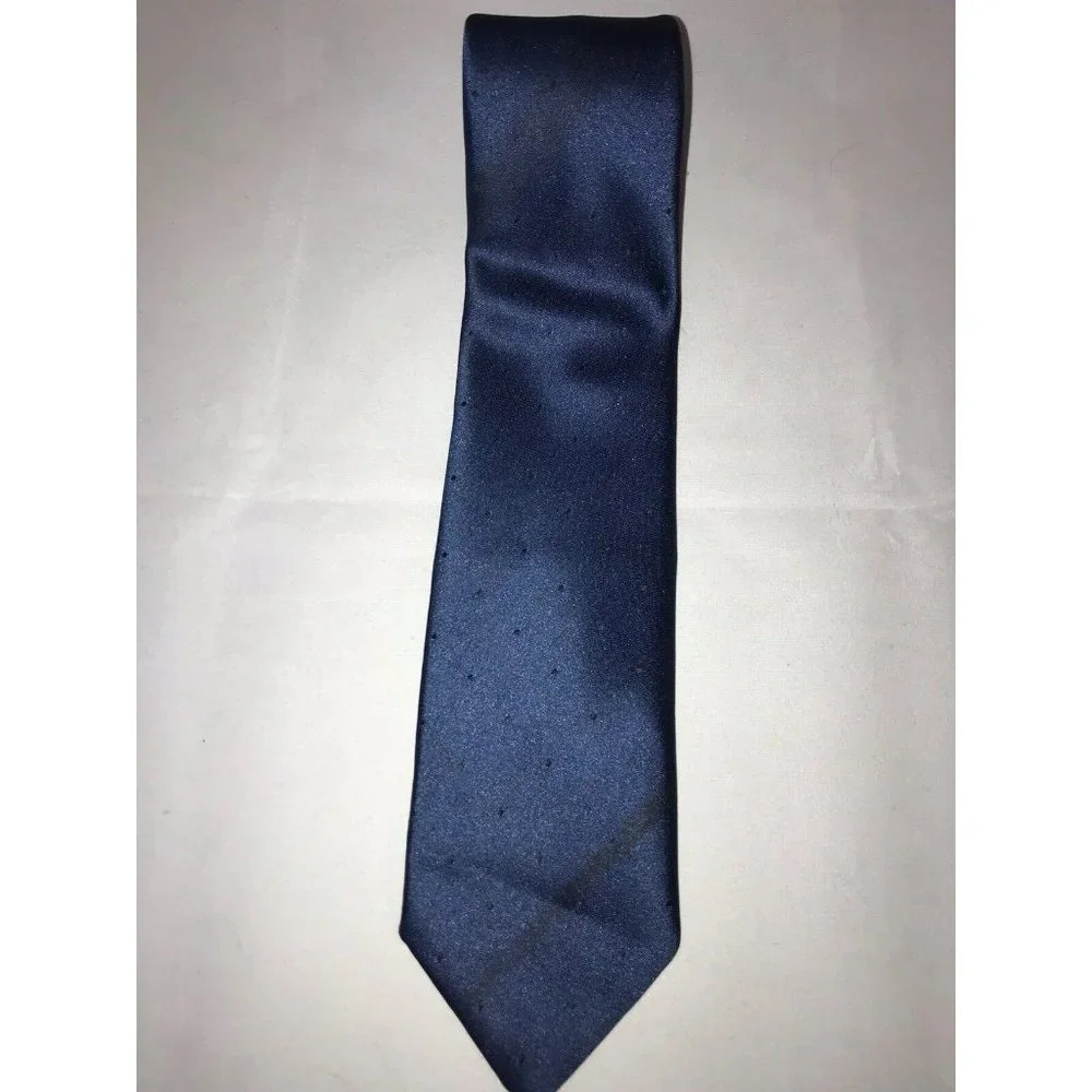 VTG Manhattan Made in USA Blue Black Dots Men's Classic Neck Tie